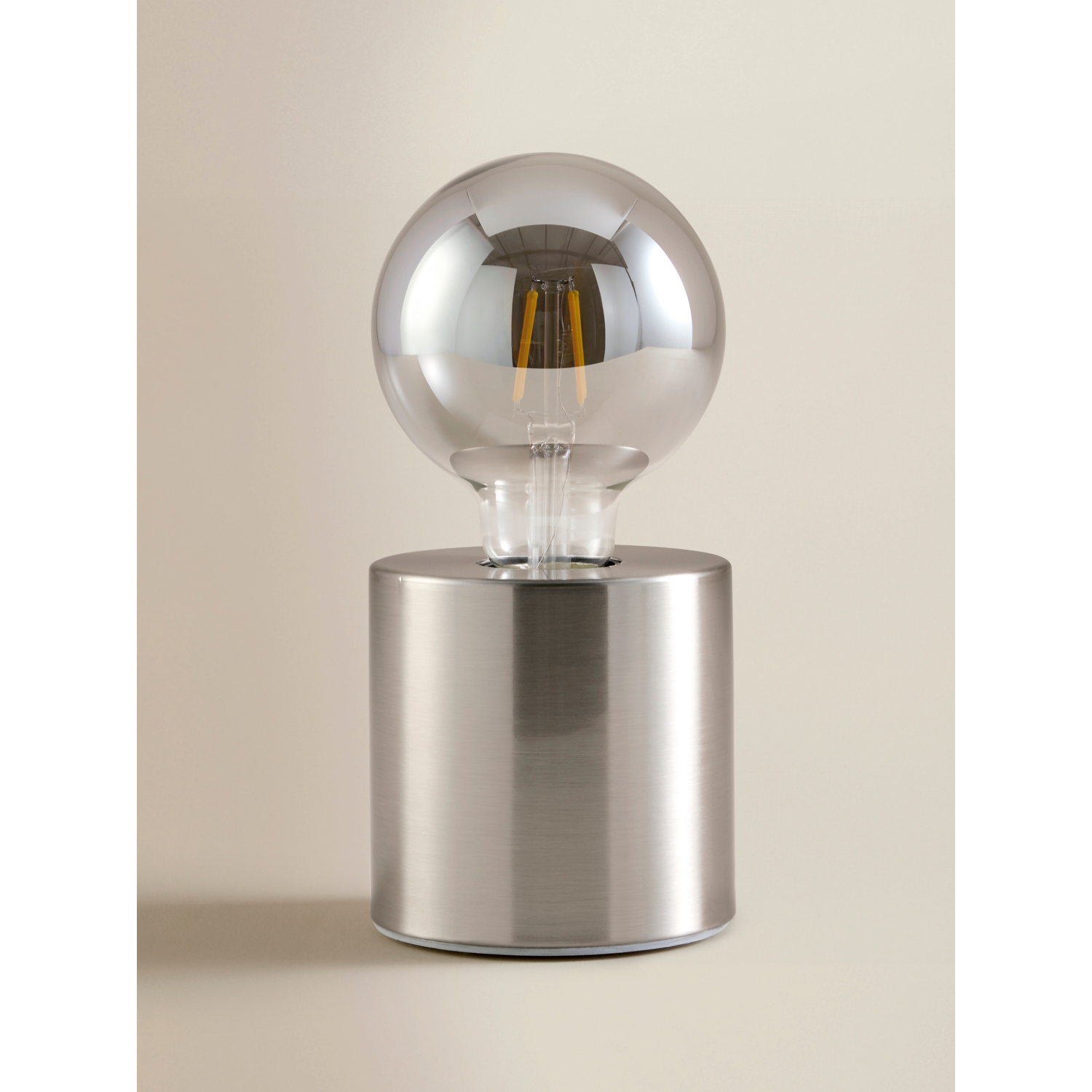 George Silver -Tone Metal Bulb Table Lamp