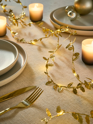 Asda Groceries Asda Napkin Rings Gold-Tone Light Up Leaf