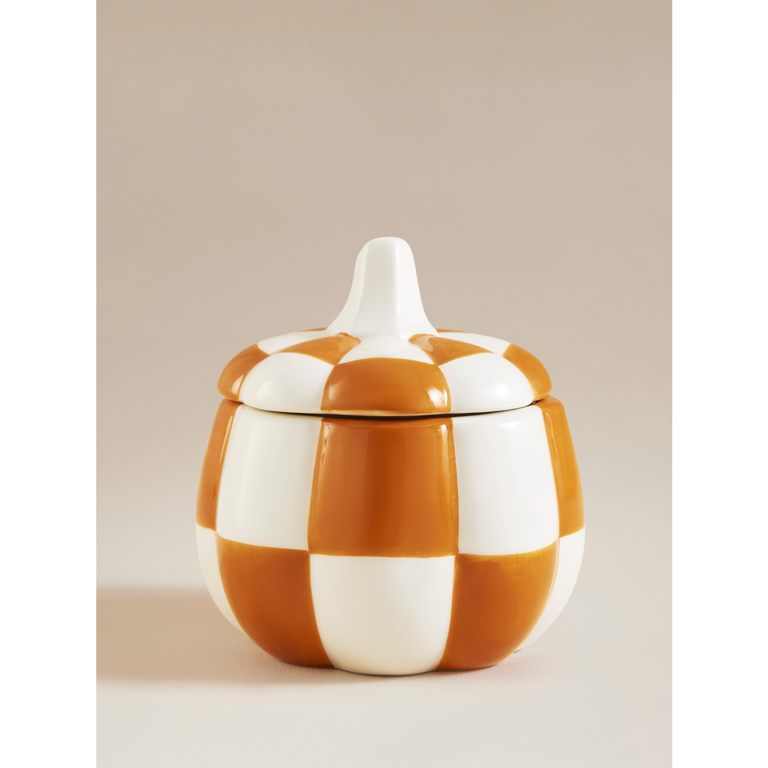 George Orange Checkerboard Pumpkin Candle
