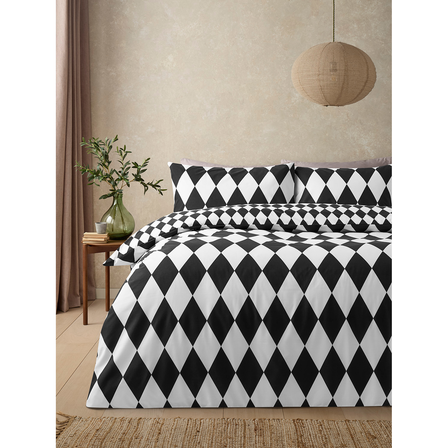 George Multi Harlequin Monochrome Easycare Duvet Set