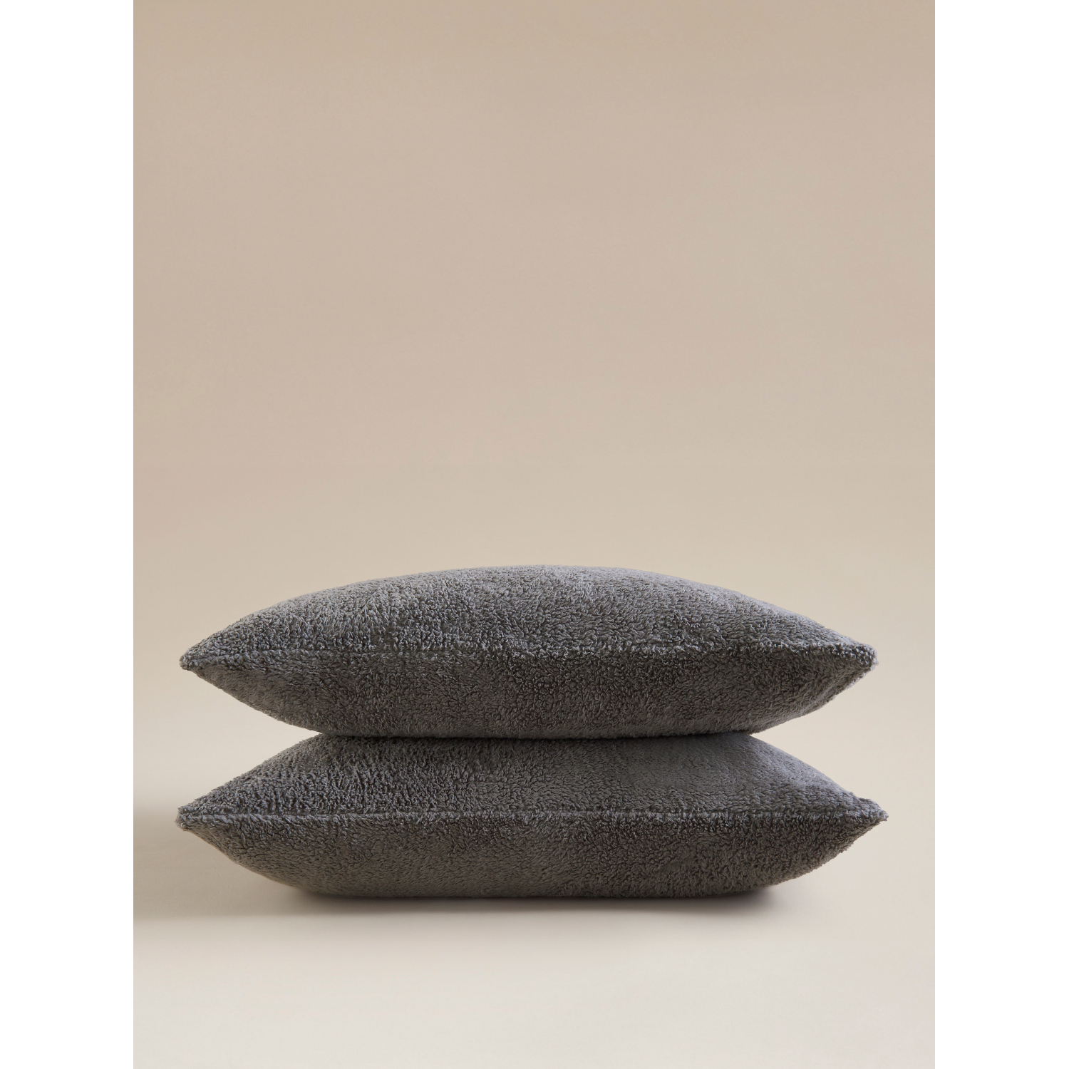 George Charcoal Grey Plain Teddy Pillowcase Pair