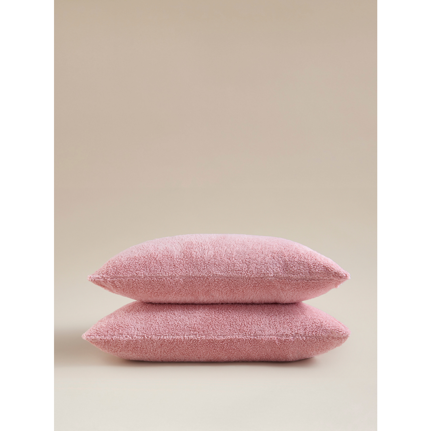 George Light Pink Plain Teddy Pillowcase Pair