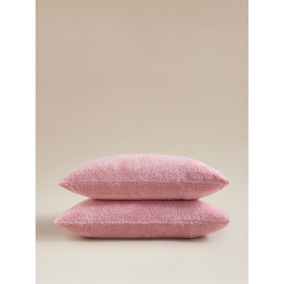 George Light Pink Plain Teddy Pillowcase Pair