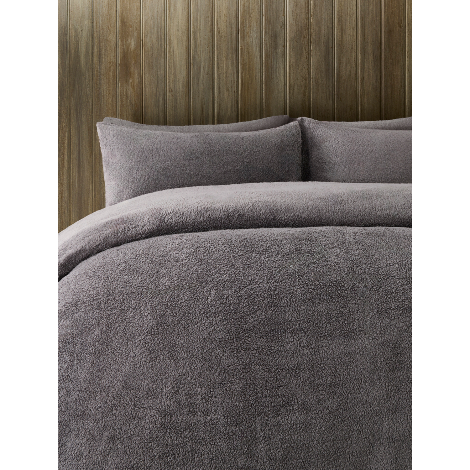 George Charcoal Grey Plain Teddy Finish Duvet Set