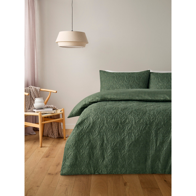 George Home Green Leaf Quilted Duvet Set Double