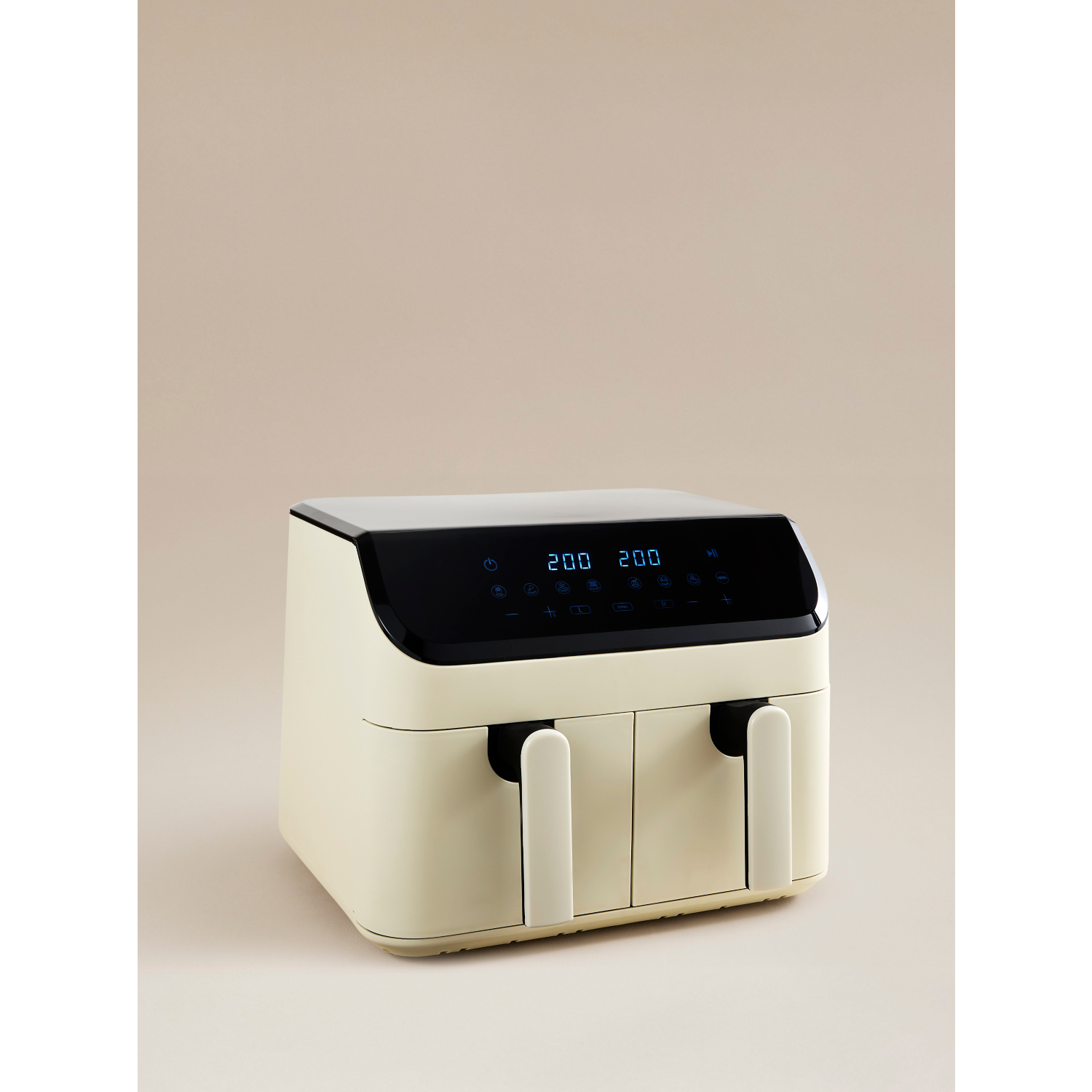 George Home Cream Dual Basket Digital Air Fryer 9L