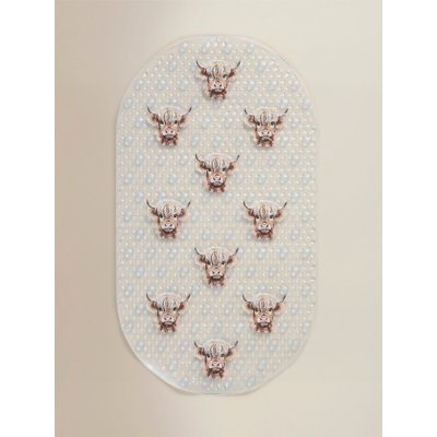 George Highland Cow PVC Bath Mat - Natural