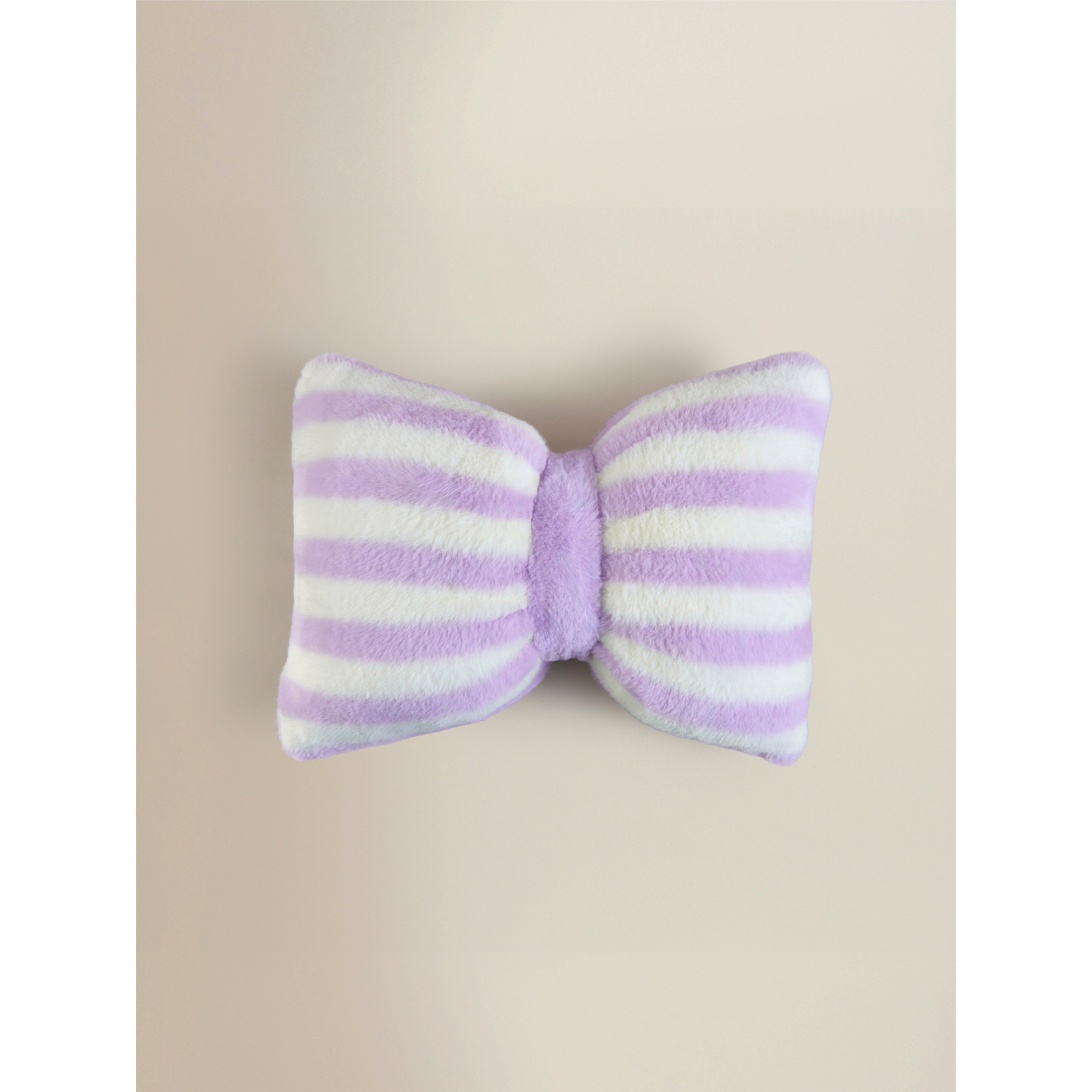 George White & Lilac Lilac & White Striped 3D Bow-Shaped Cushion