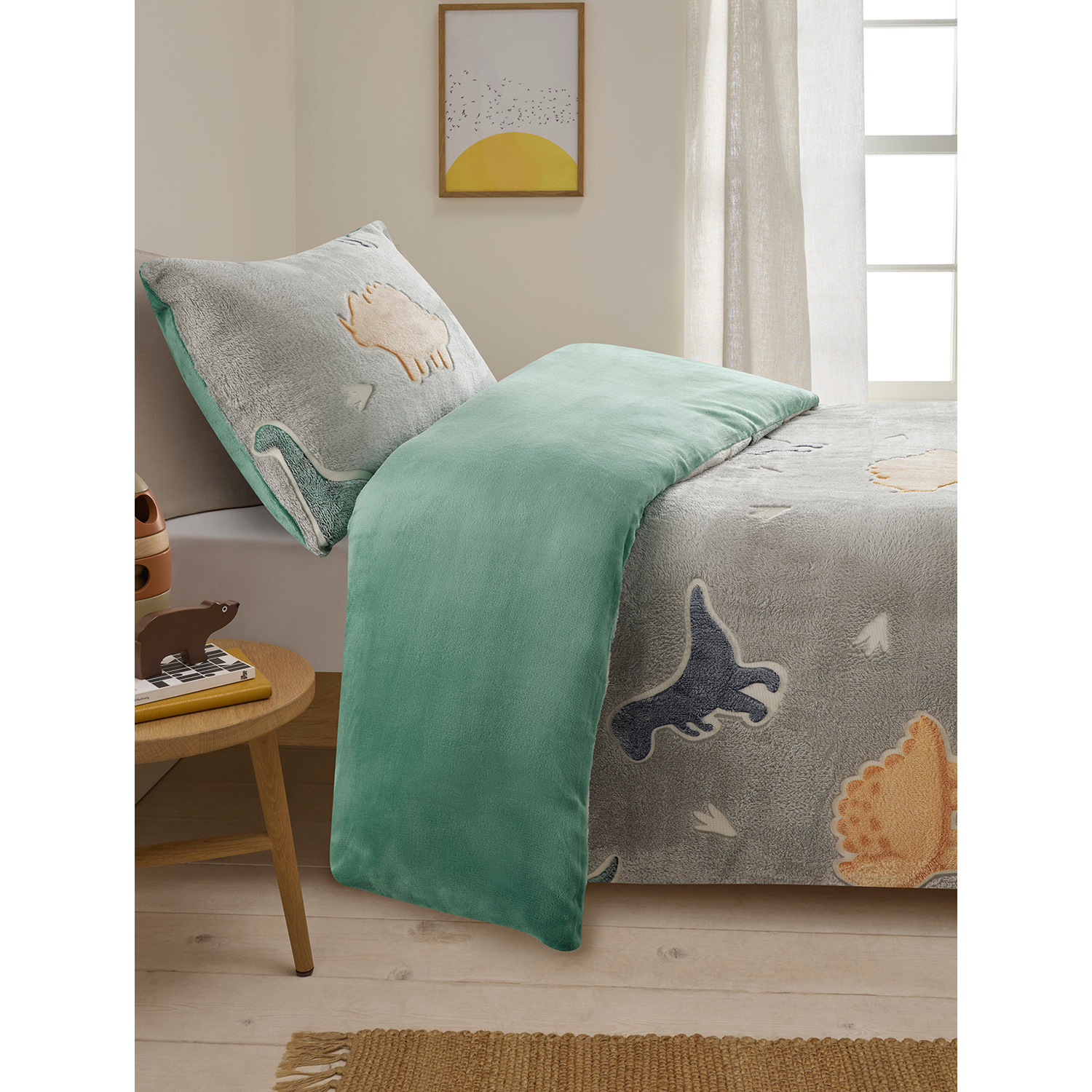 George Green Dinosaur Teddy Glow In The Dark Single Duvet Set
