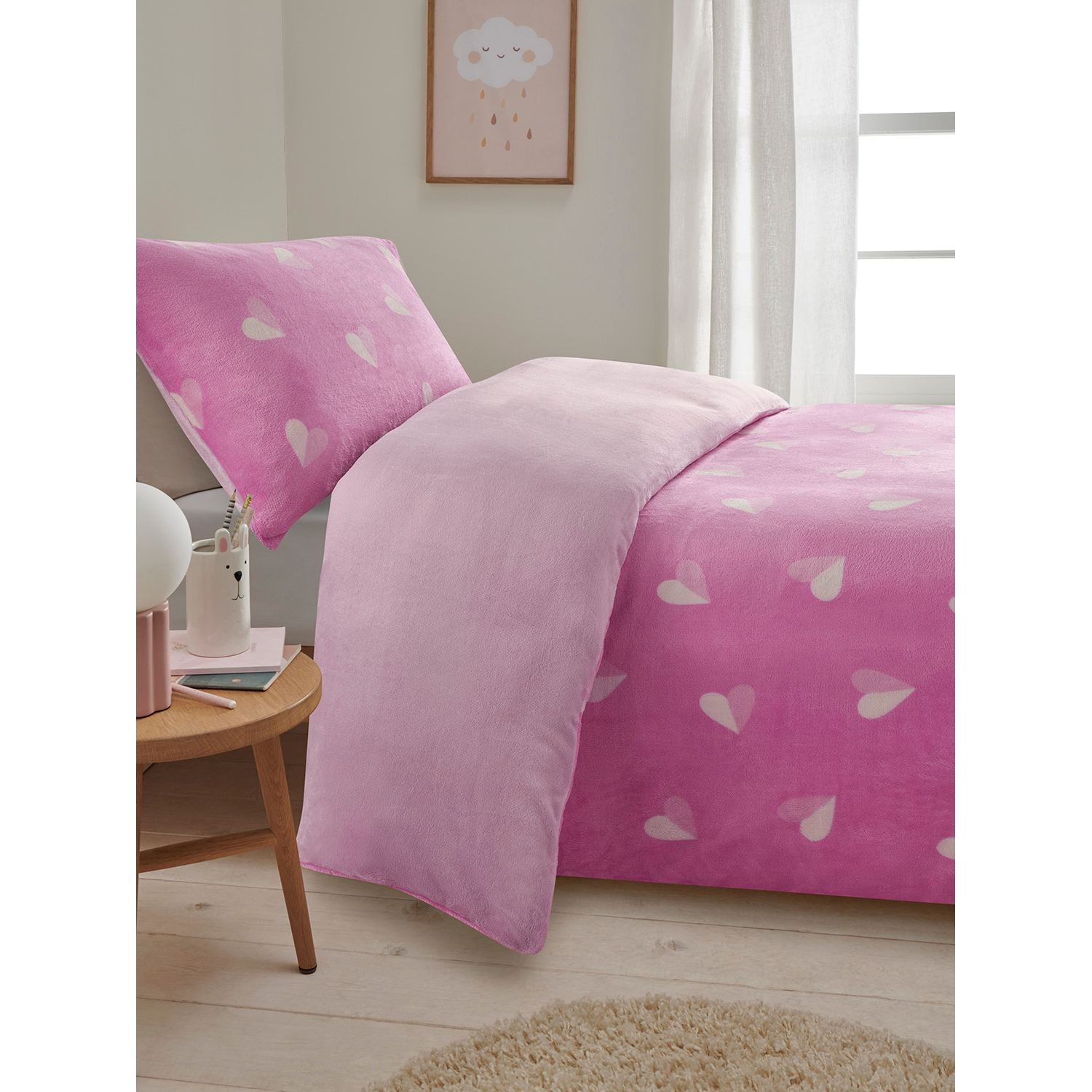 George Pink Hearts Fleece Duvet Set