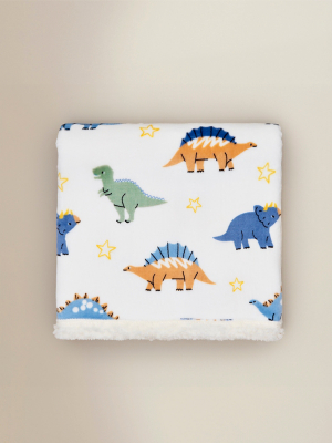 Dinosaur Sherpa Blanket 70cm x 100cm Home George at ASDA
