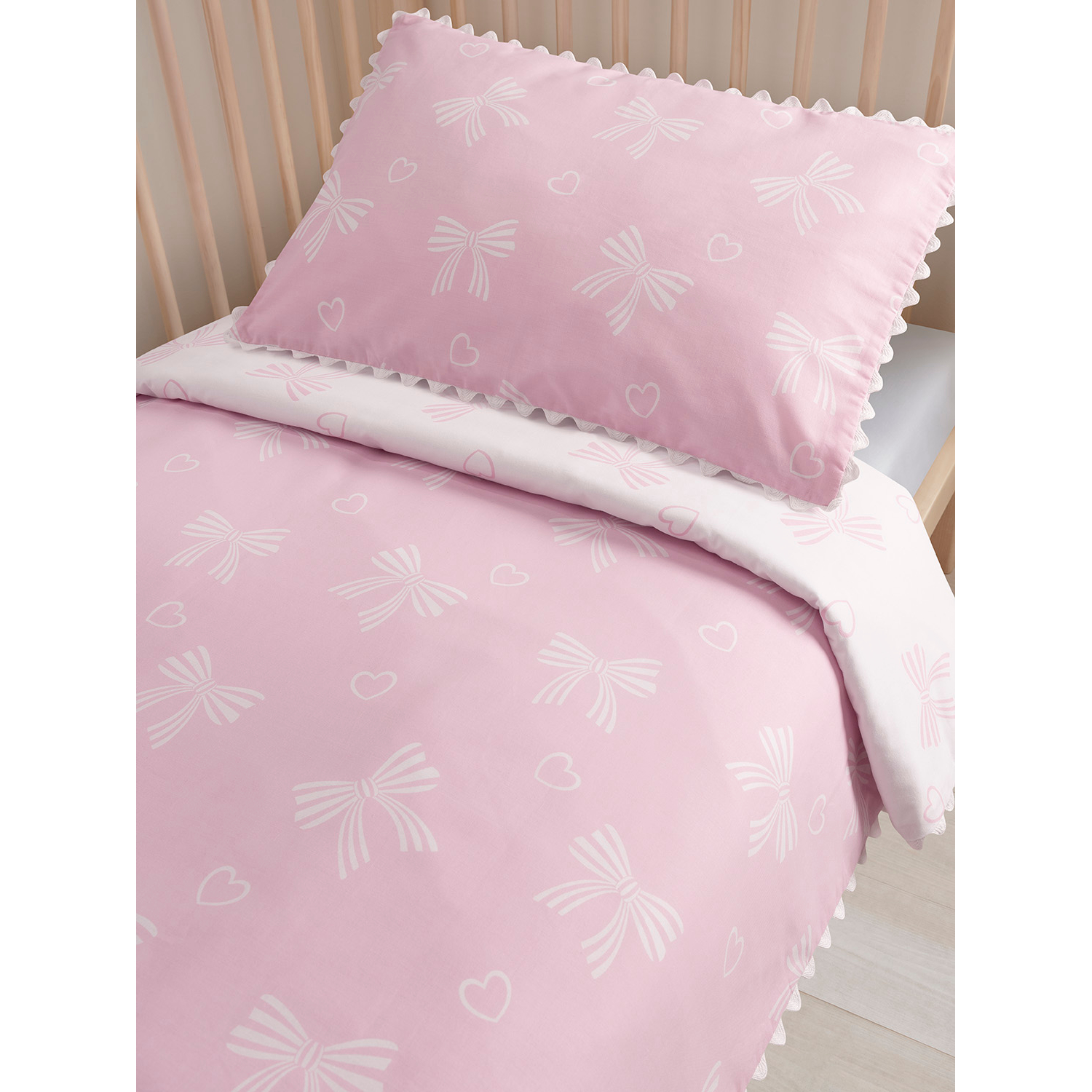 George Pink Bows Ric Rac Toddler Reversible Duvet Set