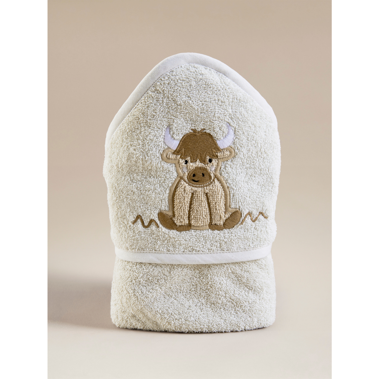 George Beige Highland Cow Cotton Hooded Towel
