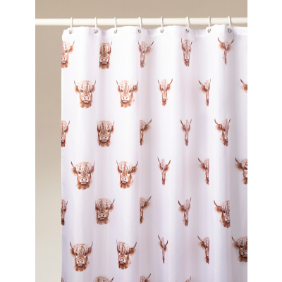 George Natural Highland Cow Shower Curtain - Natural