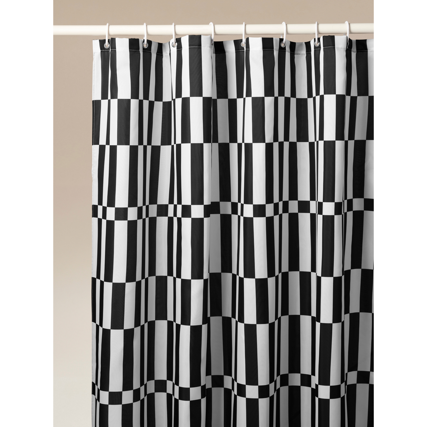 George Black & White Monochrome Split Checkerboard Shower Curtain