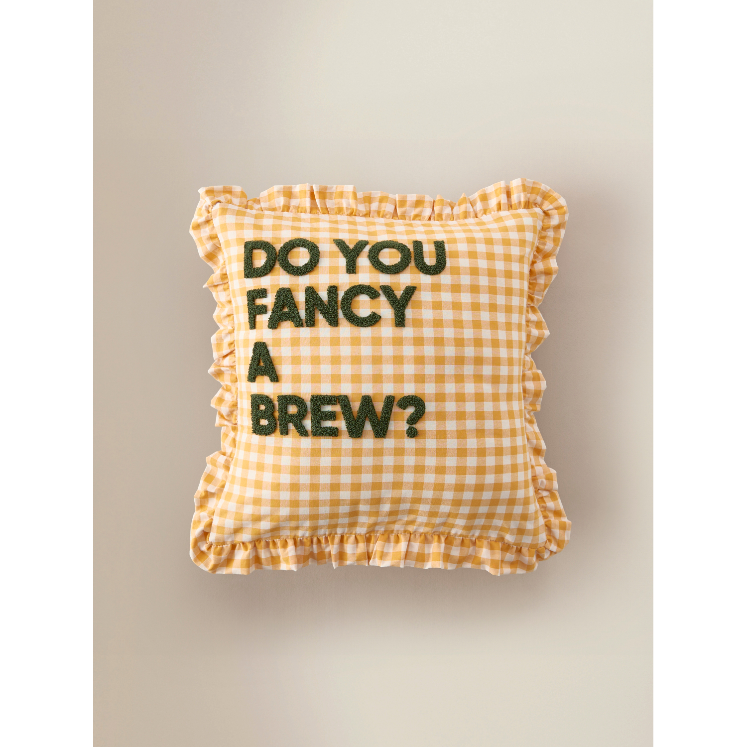 George Yellow Fancy A Brew Slogan Cushion