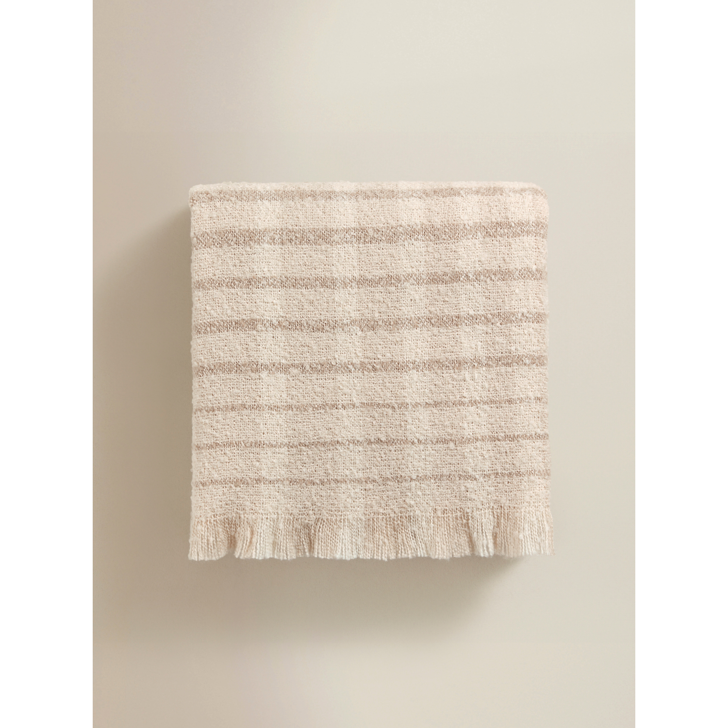 George Natural Brushed Tassel Check Throw - 150Cm X 120Cm
