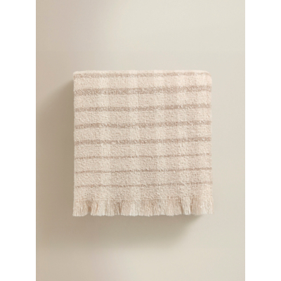 Natural Brushed Tassel Check Throw - 150cm x 120cm