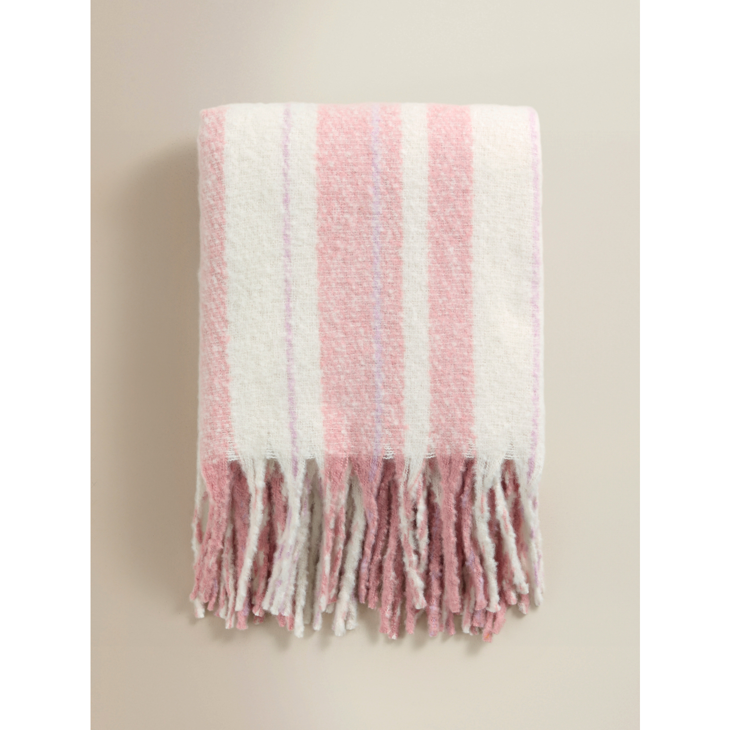 George Pink Striped Brushed Throw - 150 X 120Cm