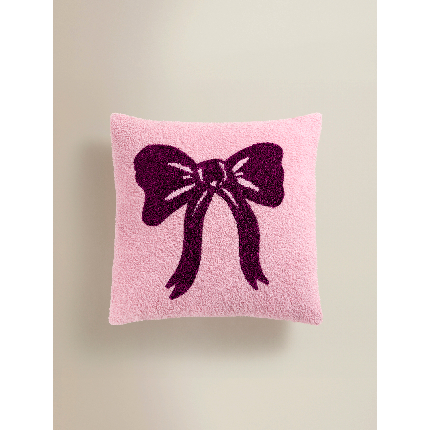 George Pink Bow Boucle Cushion