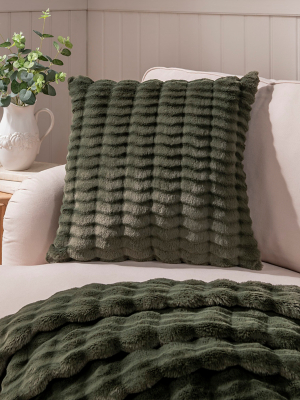 Stacey Solomon Green Ribbed Faux Fur Cushion | Home | George at ASDA