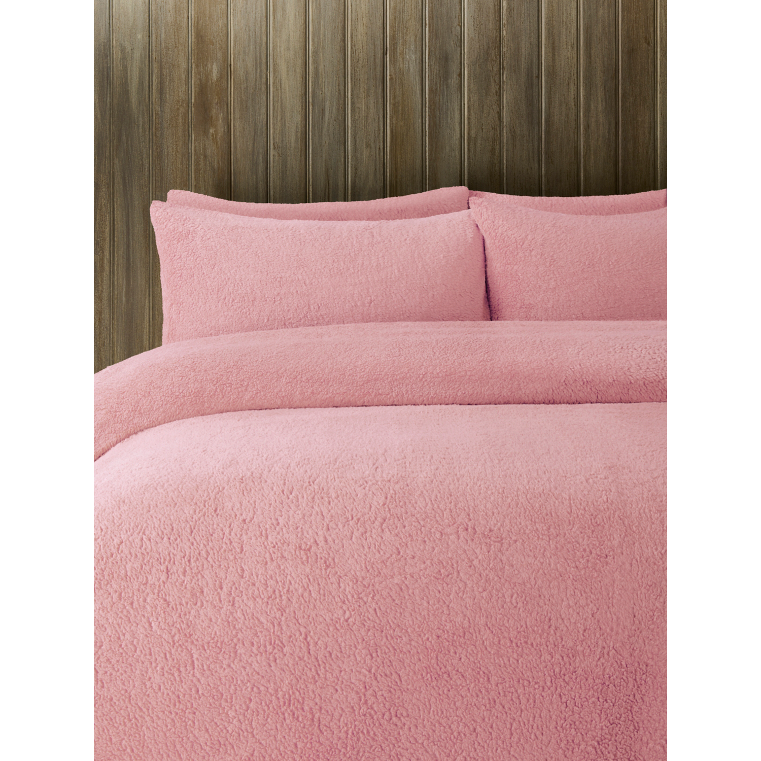George Light Pink Plain Teddy Finish Duvet Set