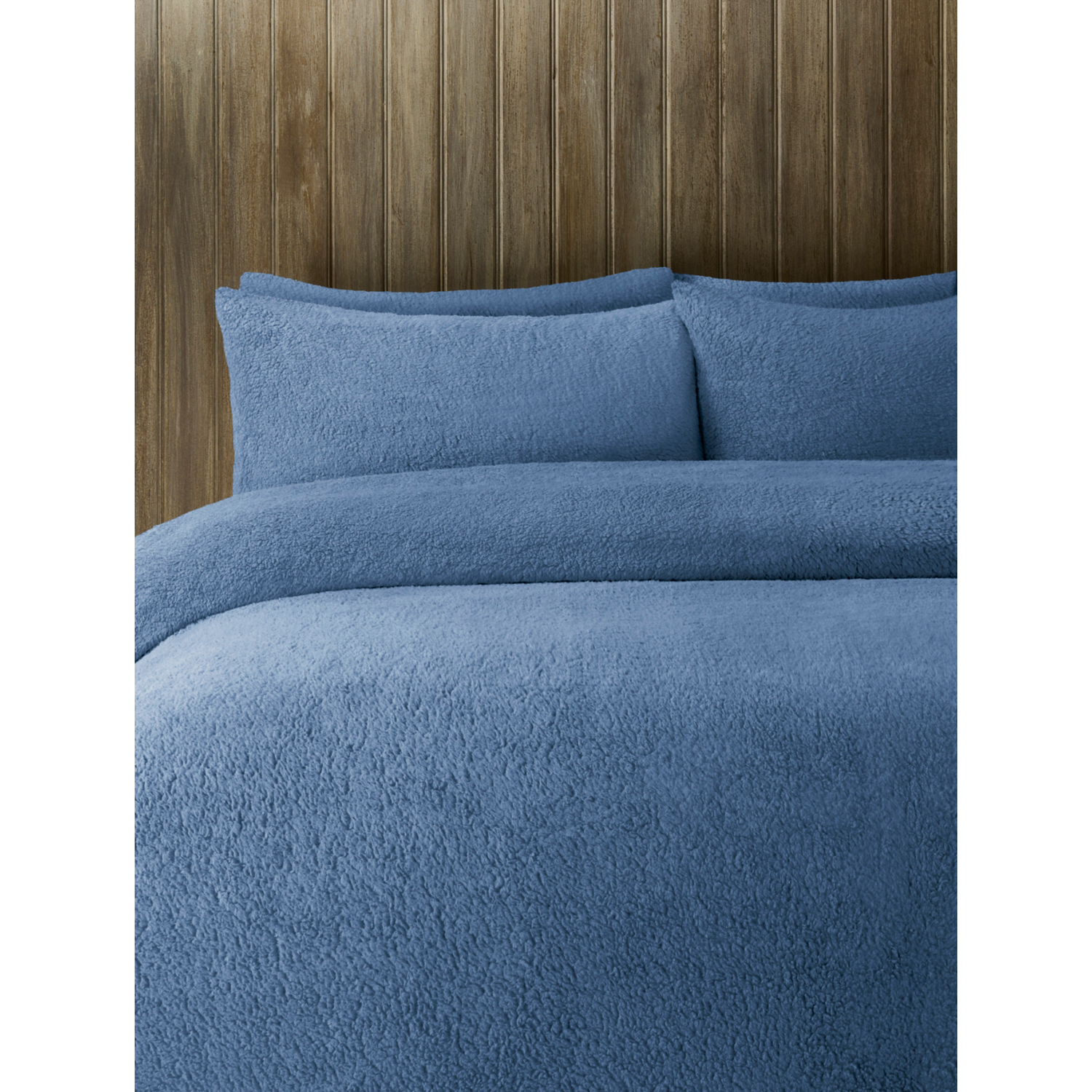 George Light Blue Plain Teddy Finish Duvet Set