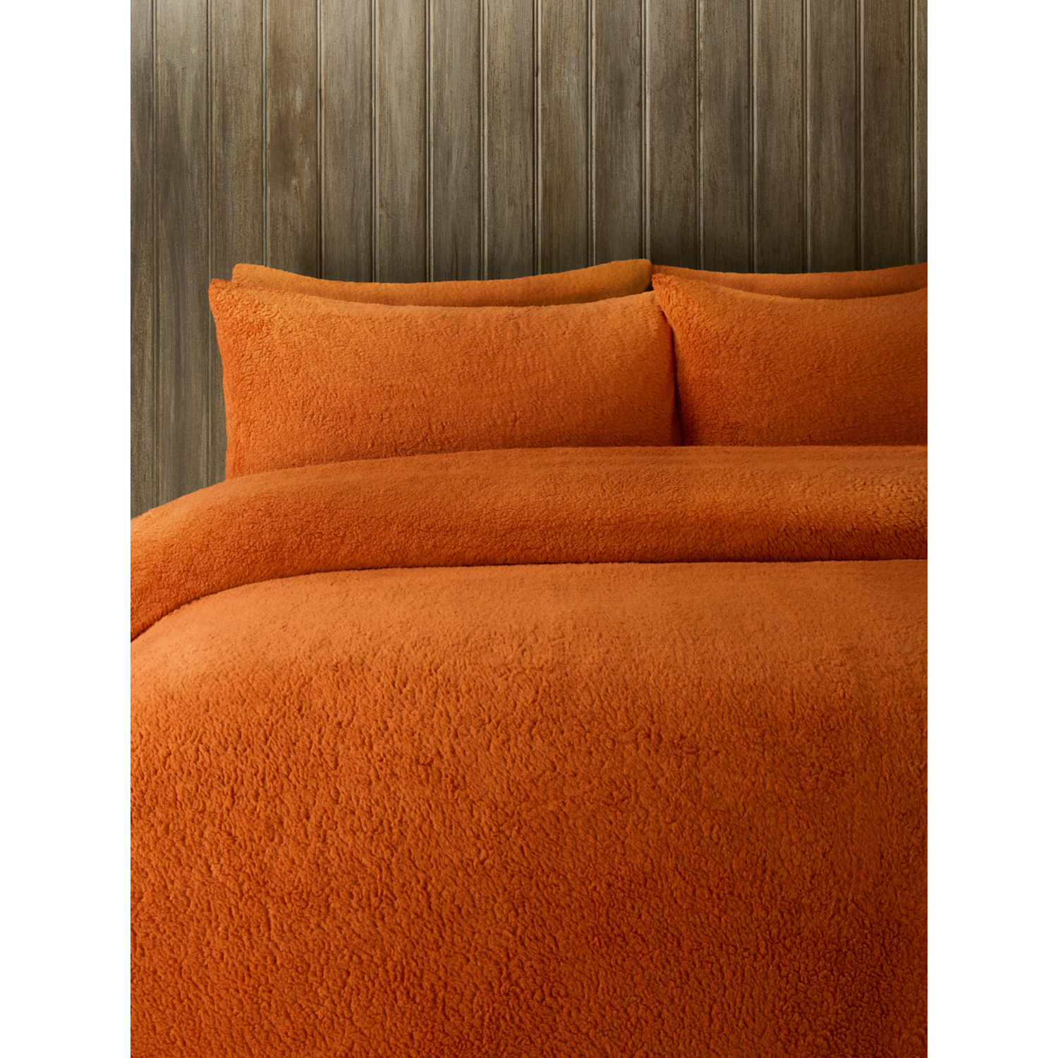 George Orange Plain Teddy Finish Duvet Set