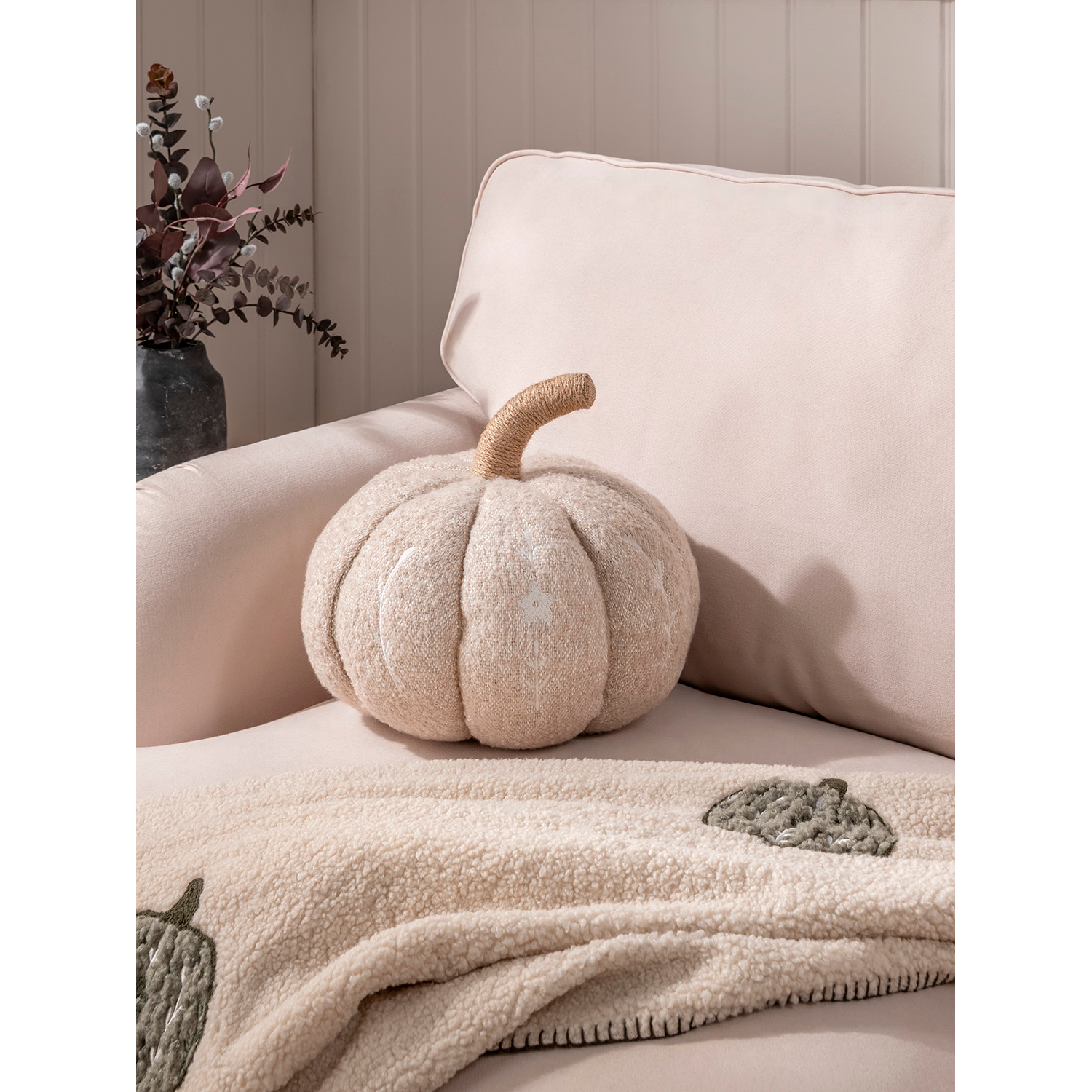 George Natural Stacey Solomon Embroidered Pumpkin-Shaped Cushion