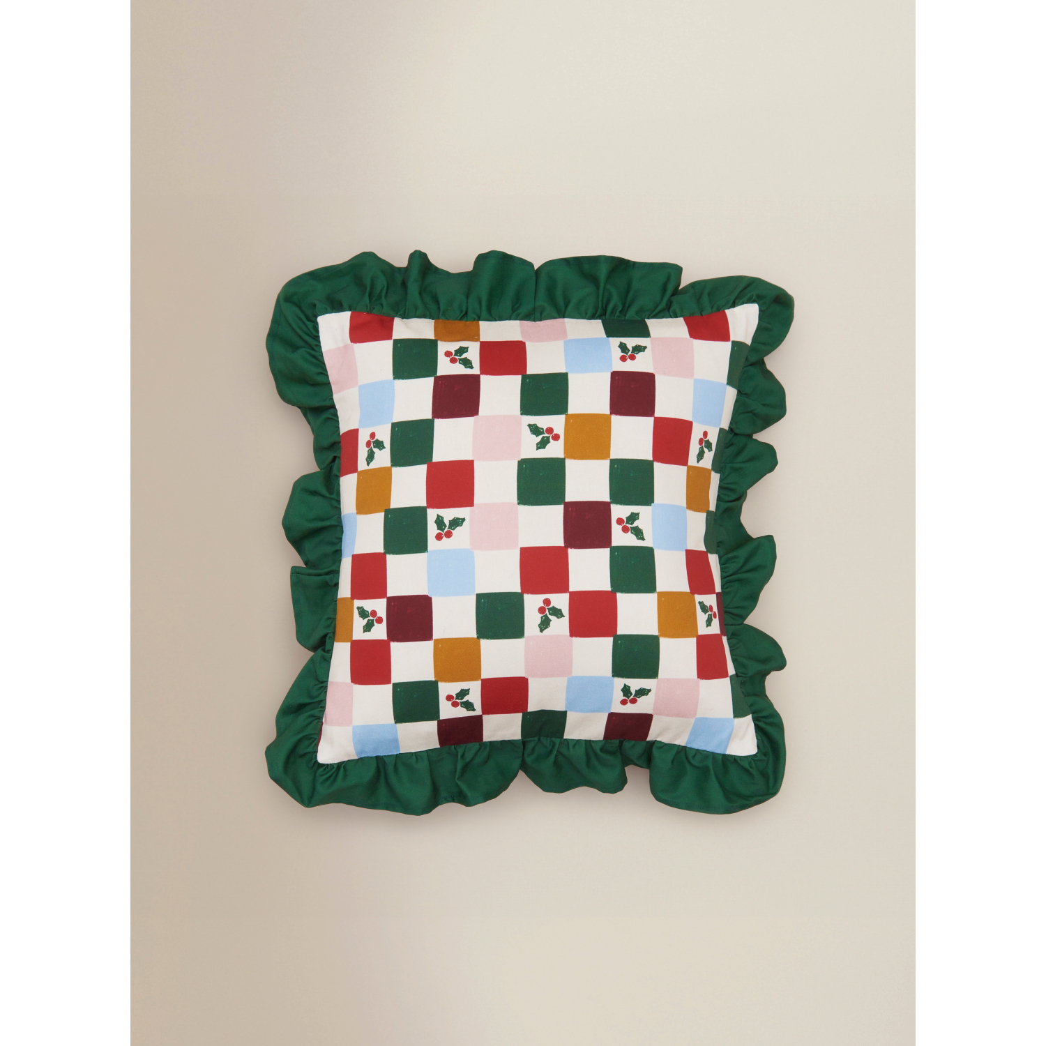 George Multi Christmas Checkerboard Cushion