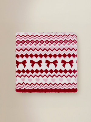 Christmas Bow Sherpa Throw 120x150cm Home George at ASDA
