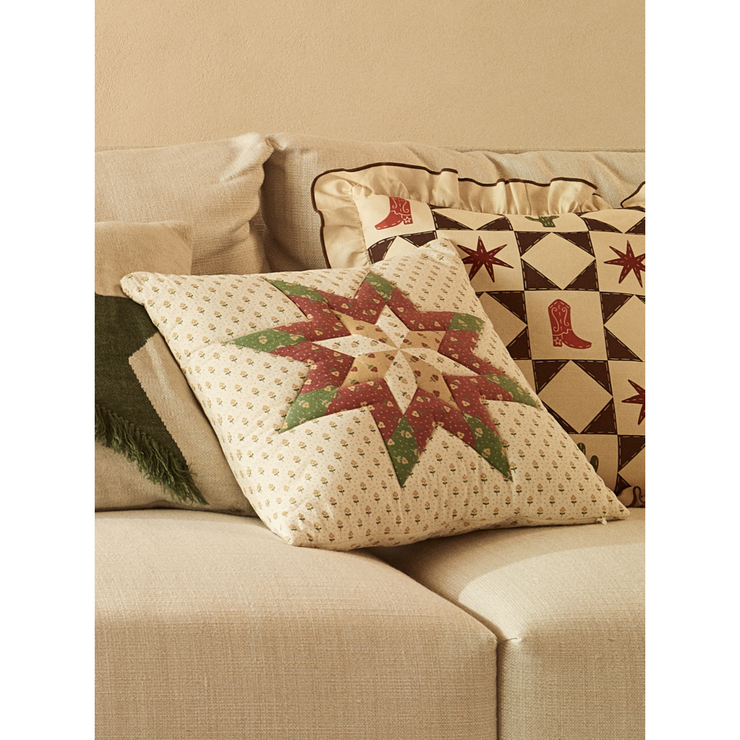 George Multi Quilted Floral Star Cushion