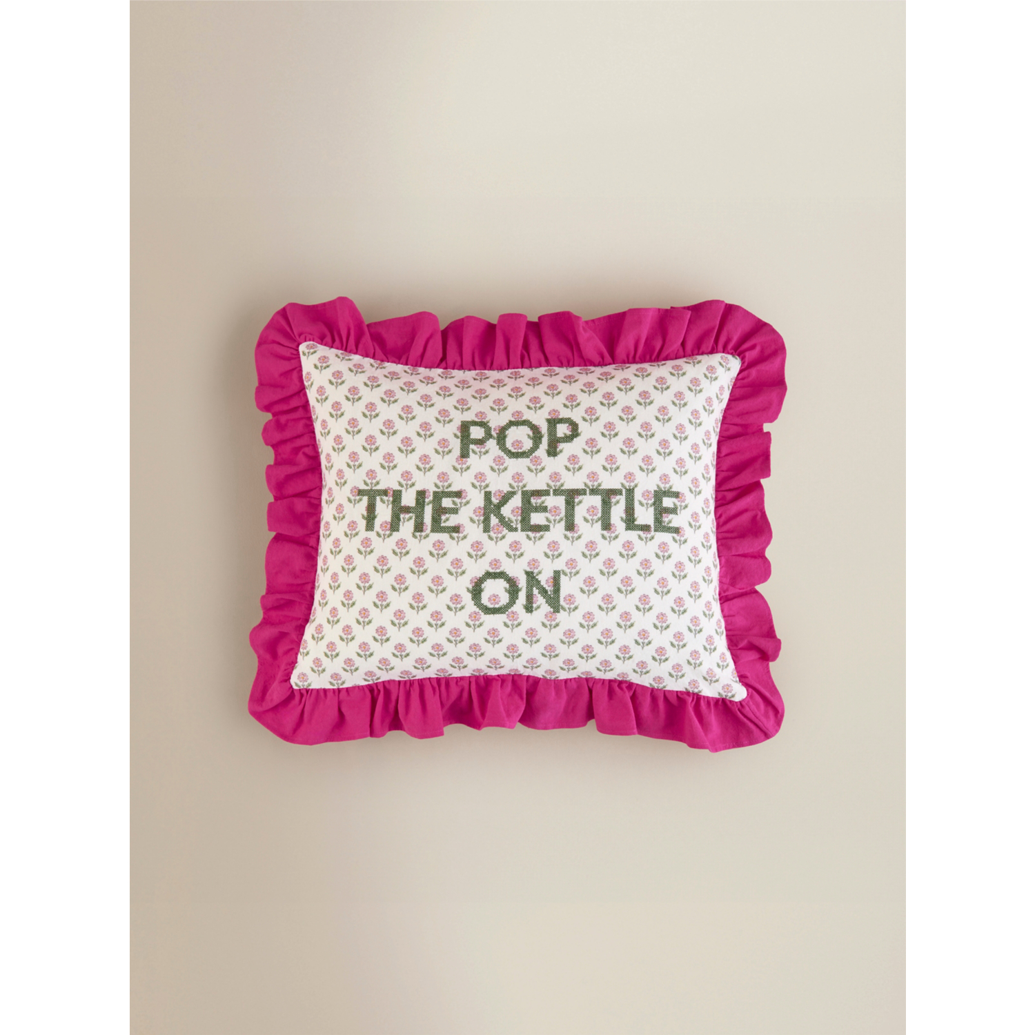 George Multi 'Pop The Kettle On' Slogan Cushion