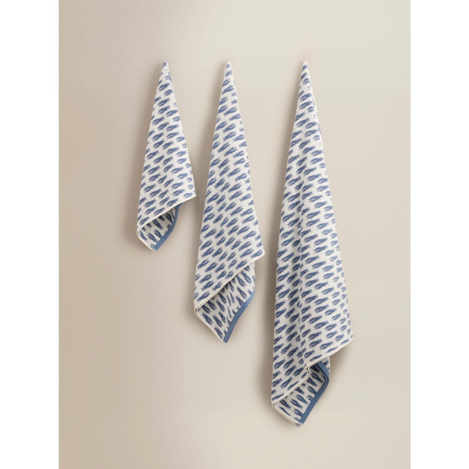 George Cream & Blue Hazey Jacquard Cotton Towel Range