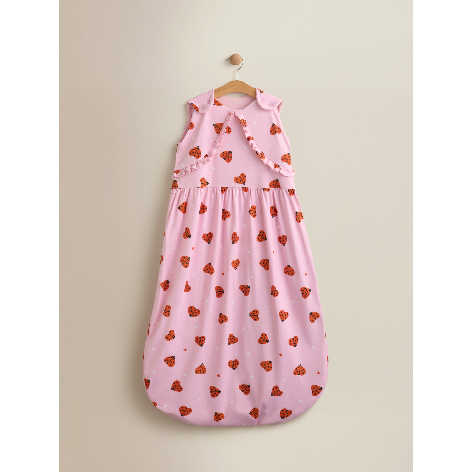 George Pink Love Bug Jersey Cotton Sleep Bag 2.5 Tog