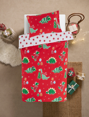 Christmas Red Glow In The Dark Dinosaur Duvet Set Home George