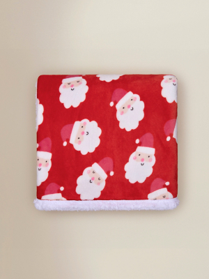 Christmas Santa Head Sherpa Blanket 120cm x 150cm Home