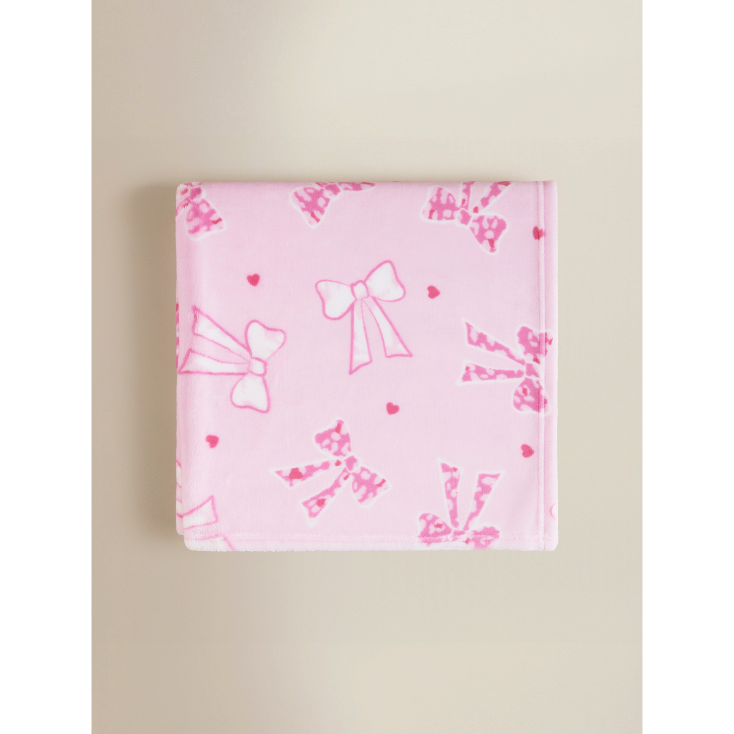 George Pink Cow Print Bow Fleece Blanket