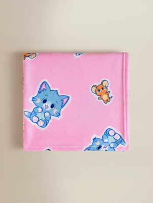 Warner Bros Tom & Jerry Pink Fleece Blanket - 120cm x 150cm