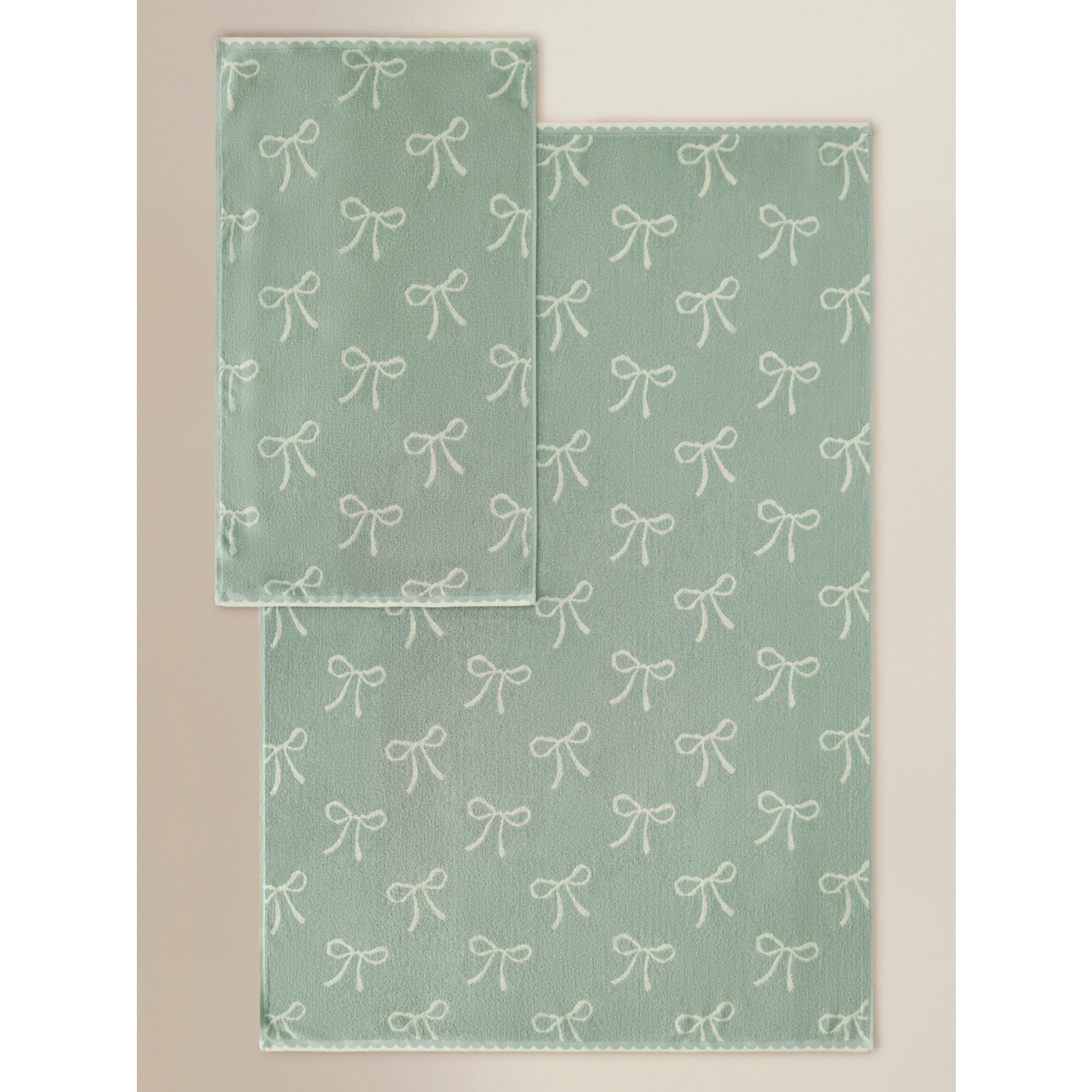 George Green & Cream Bow Cotton Towel Range