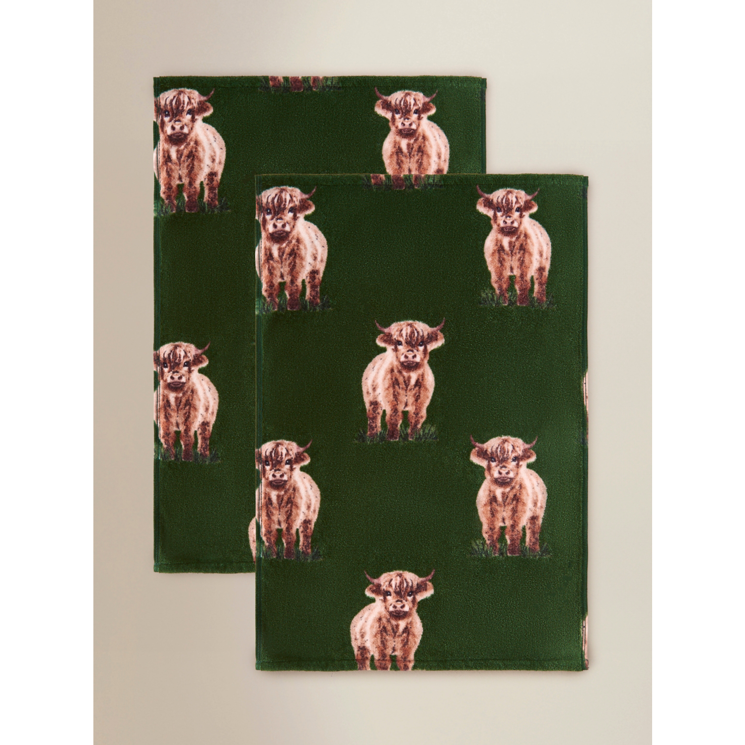 George Green Highland Cow Guest Towels - Set Of 2