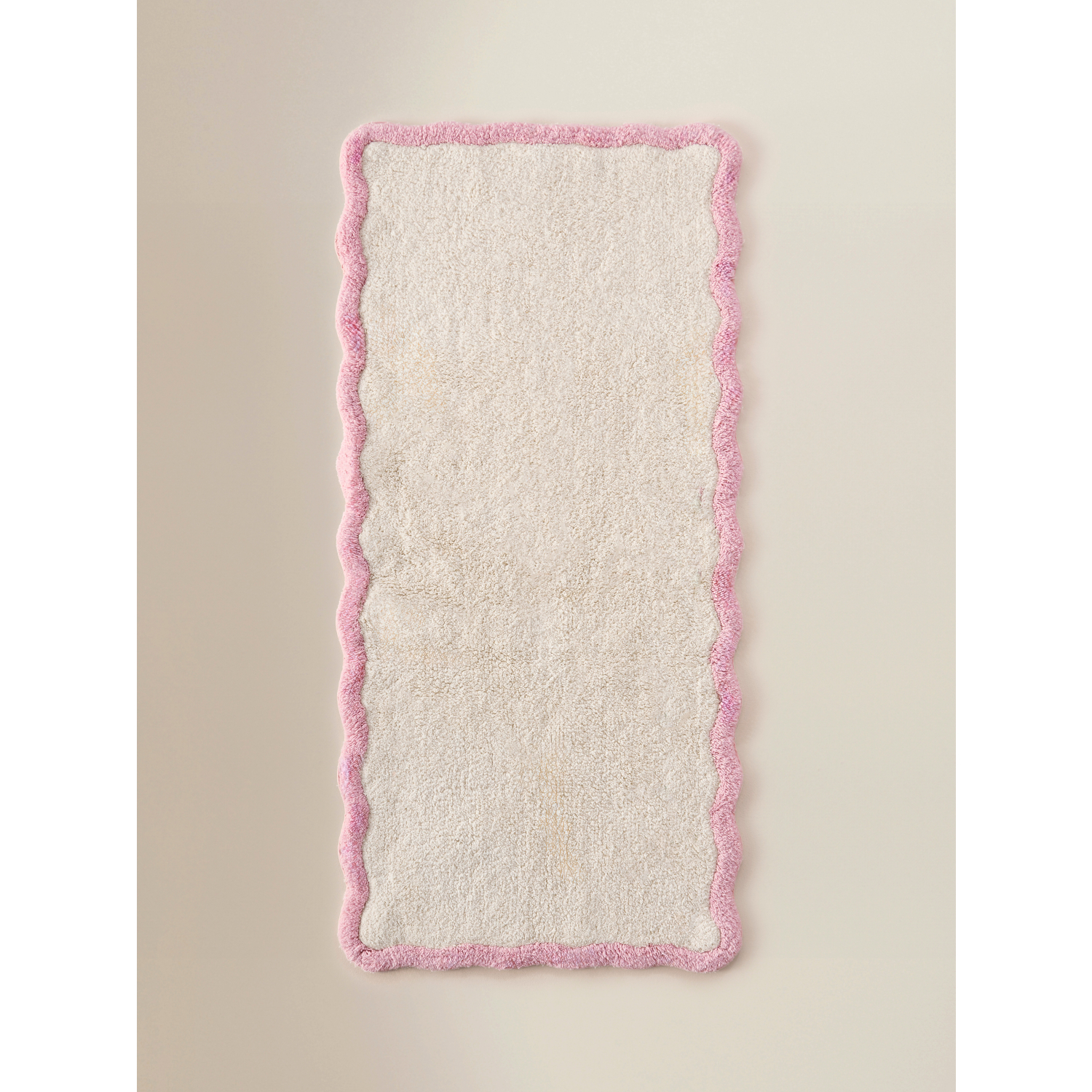 George Pink & Nude Cream & Pink Scalloped Cotton Runner Bath Mat