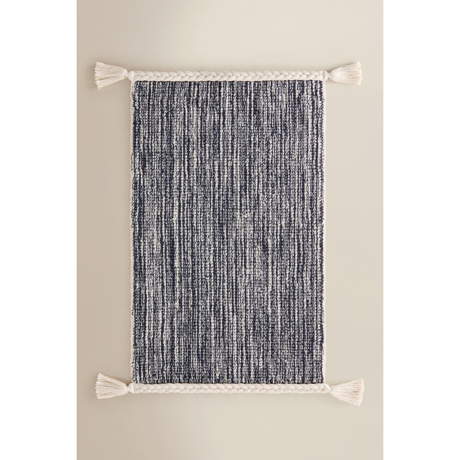 George Navy & Nude Space Dye Cotton Woven Bath Mat