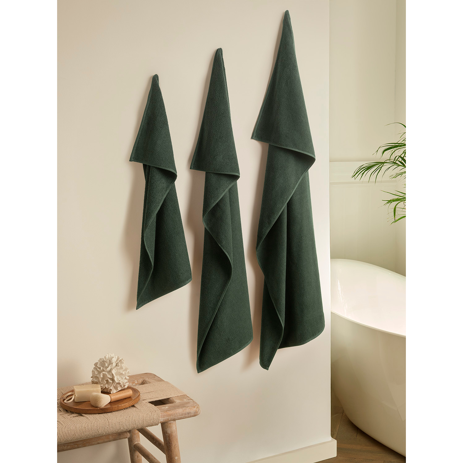 George Dark Green Stacey Solomon Popcorn Cotton Towel Range