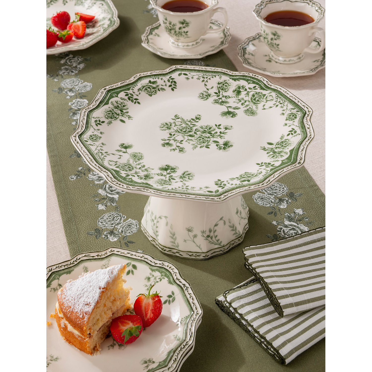 George Green & White Stacey Solomon Rose Cake Stand