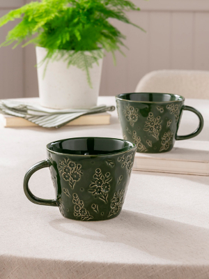 Stacey Solomon Green Floral Debossed Mug Home George at ASDA