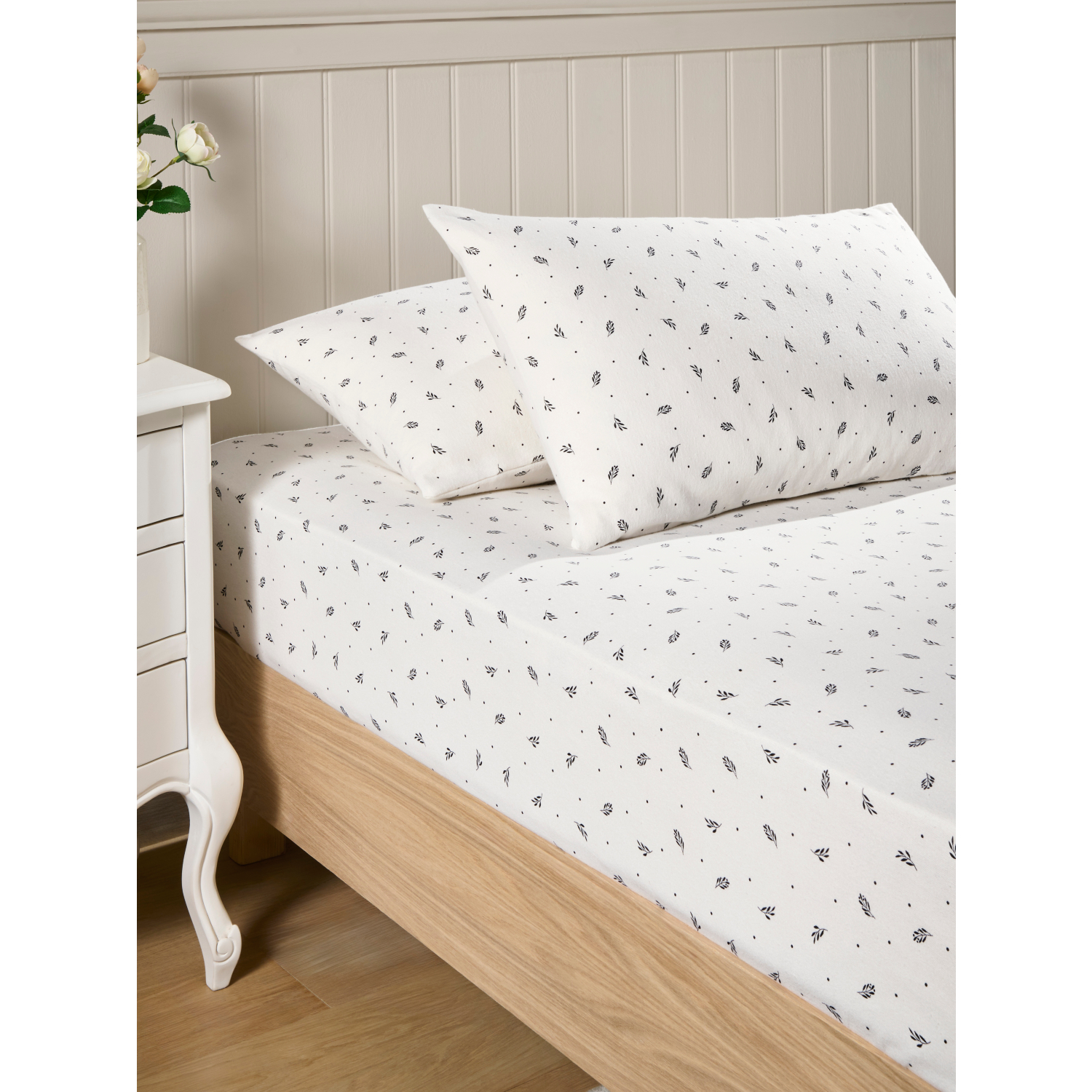 George Black Stacey Solomon Sprig Spotted Brushed Cotton Fitted Sheet