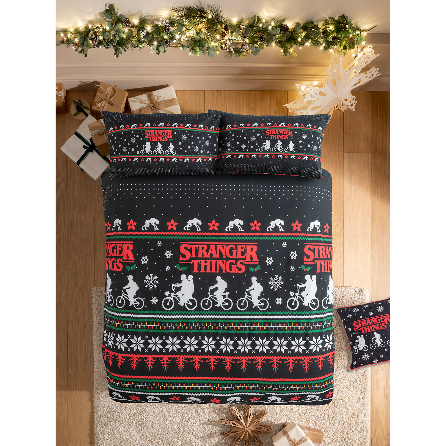 George Multi Stranger Things Christmas Fairisle Duvet Set