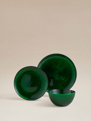 Green Glass Dinner Set 12 Piece Home George at ASDA
