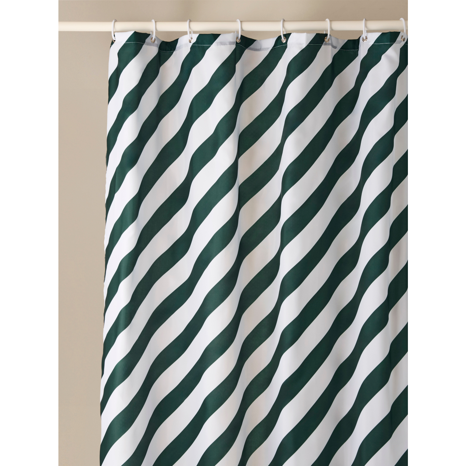George Green & White Christmas Diagonal Stripe Shower Curtain